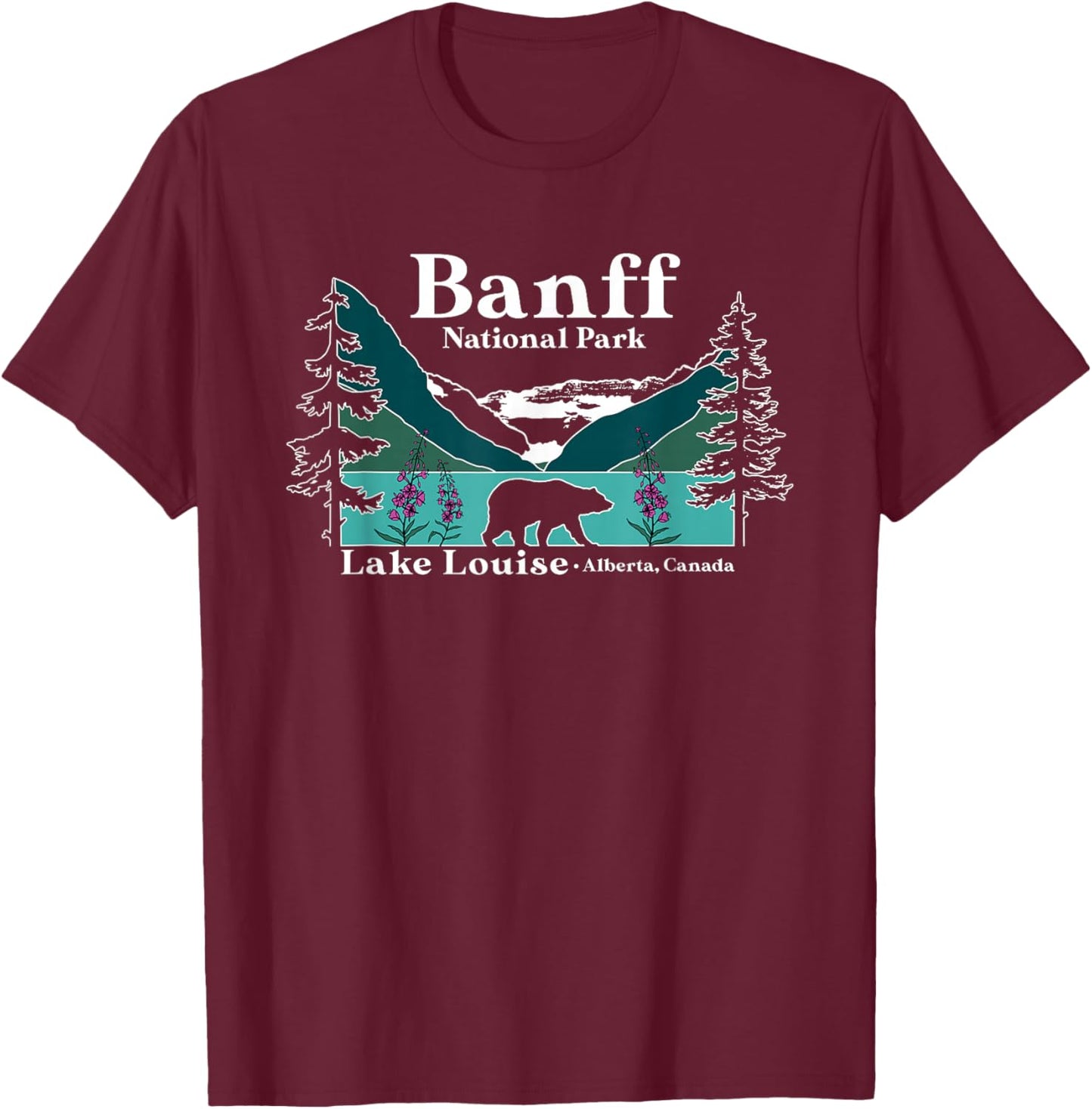 Lake Louise Alberta Banff National Parks Canada Bear T-Shirt - T-Shirt | Maroon