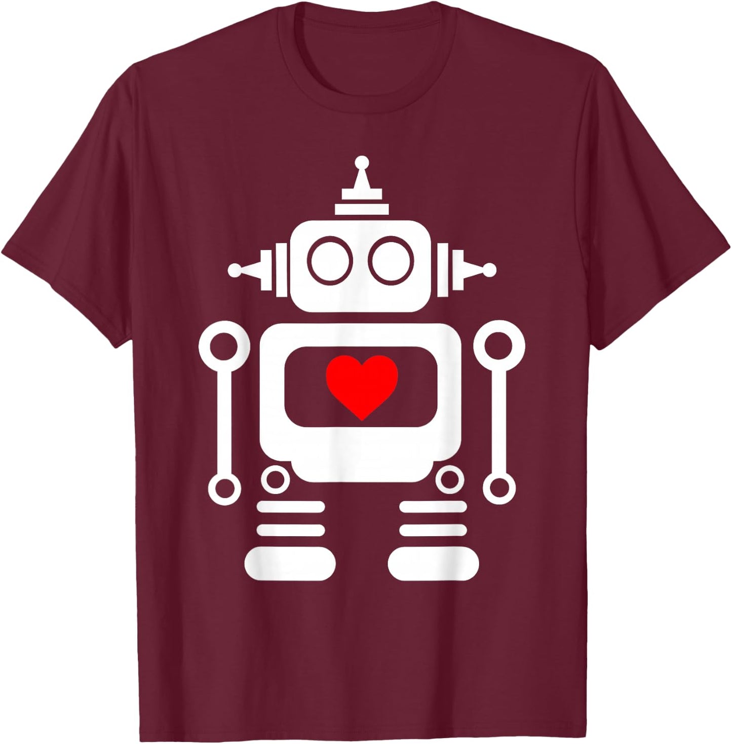 Cute Robot with Red Heart for kids and Adults T-Shirt - T-Shirt | Maroon