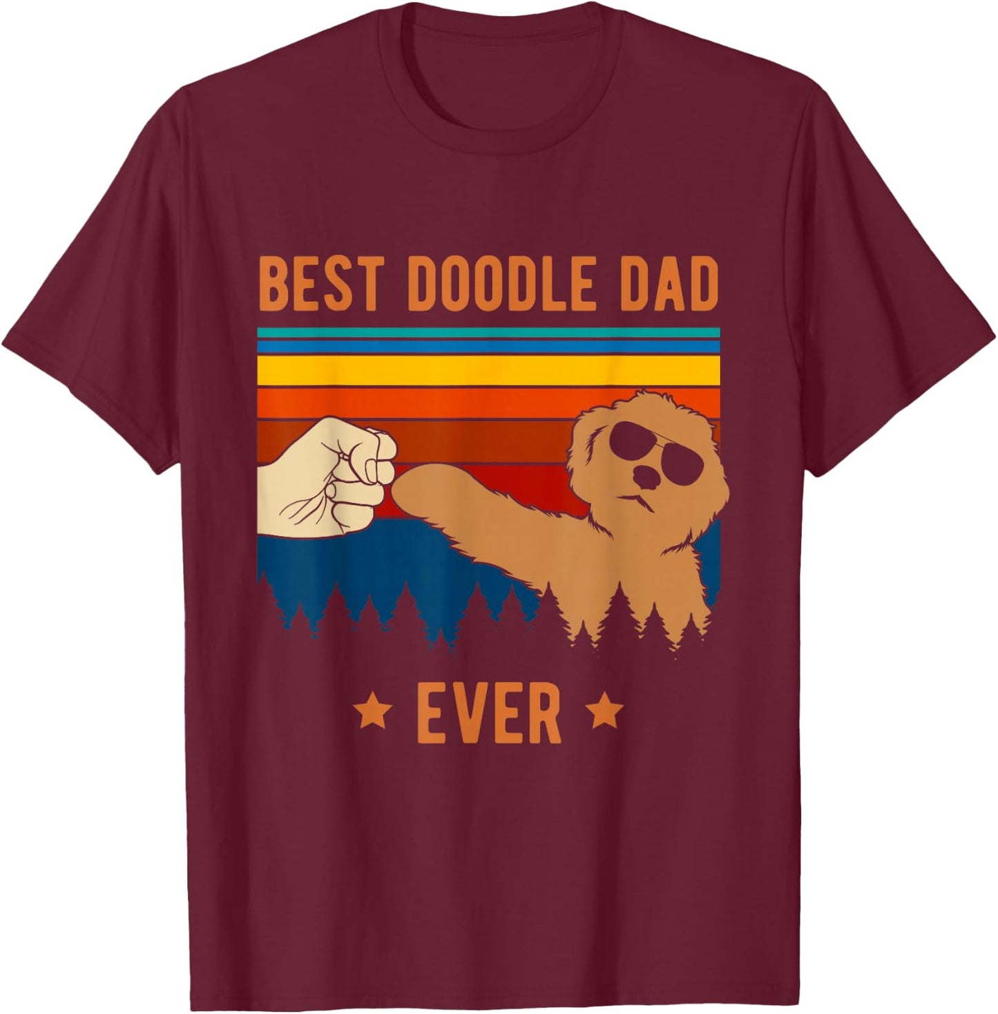 Best Doodle Dad Ever - Funny Dog Goldendoodle Labradoodle Small T-Shirt - T-Shirt | Maroon