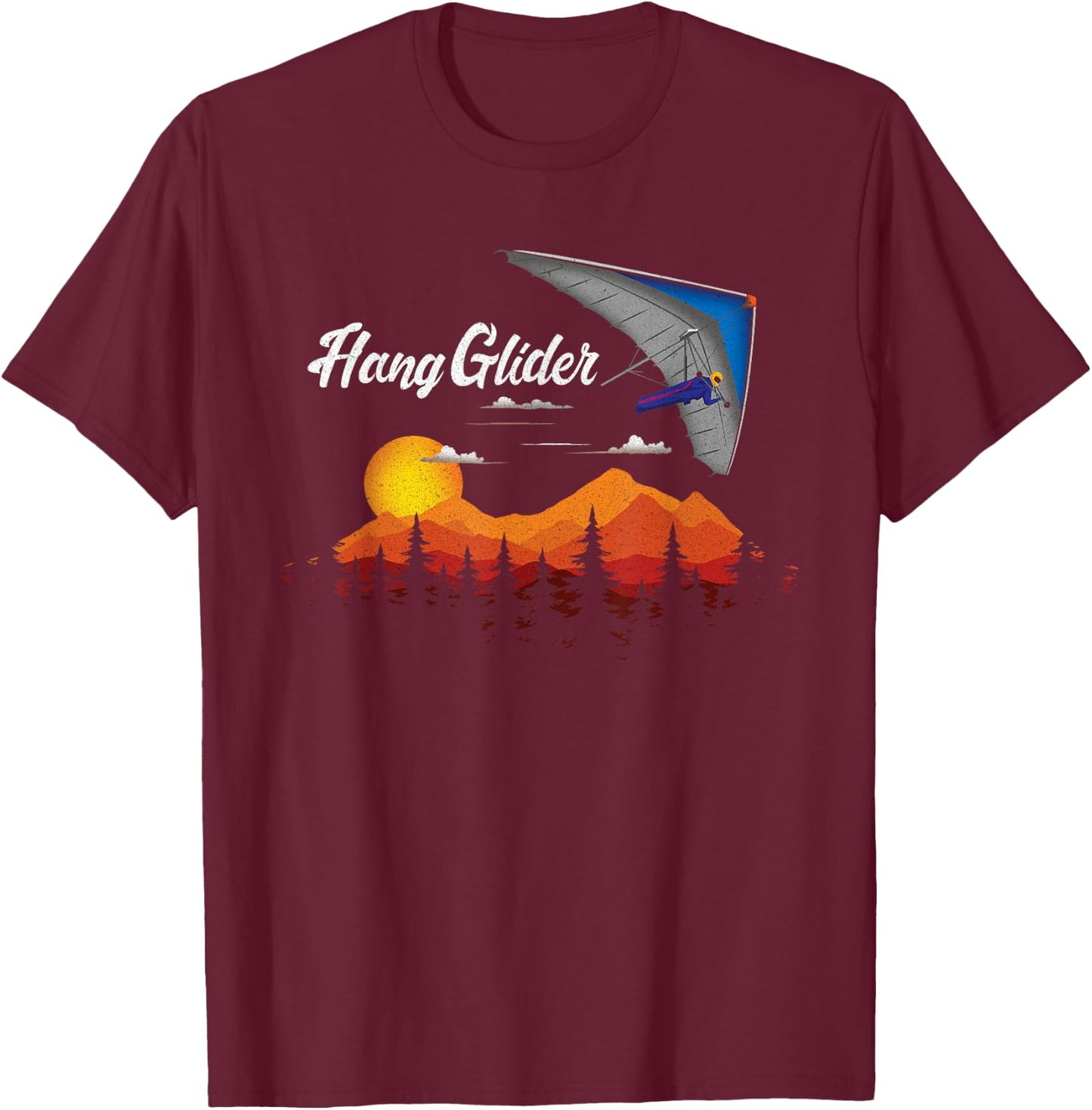 Distressed Hang Glider Flying Hang Glider Gift Shirt T-Shirt - T-Shirt | Maroon