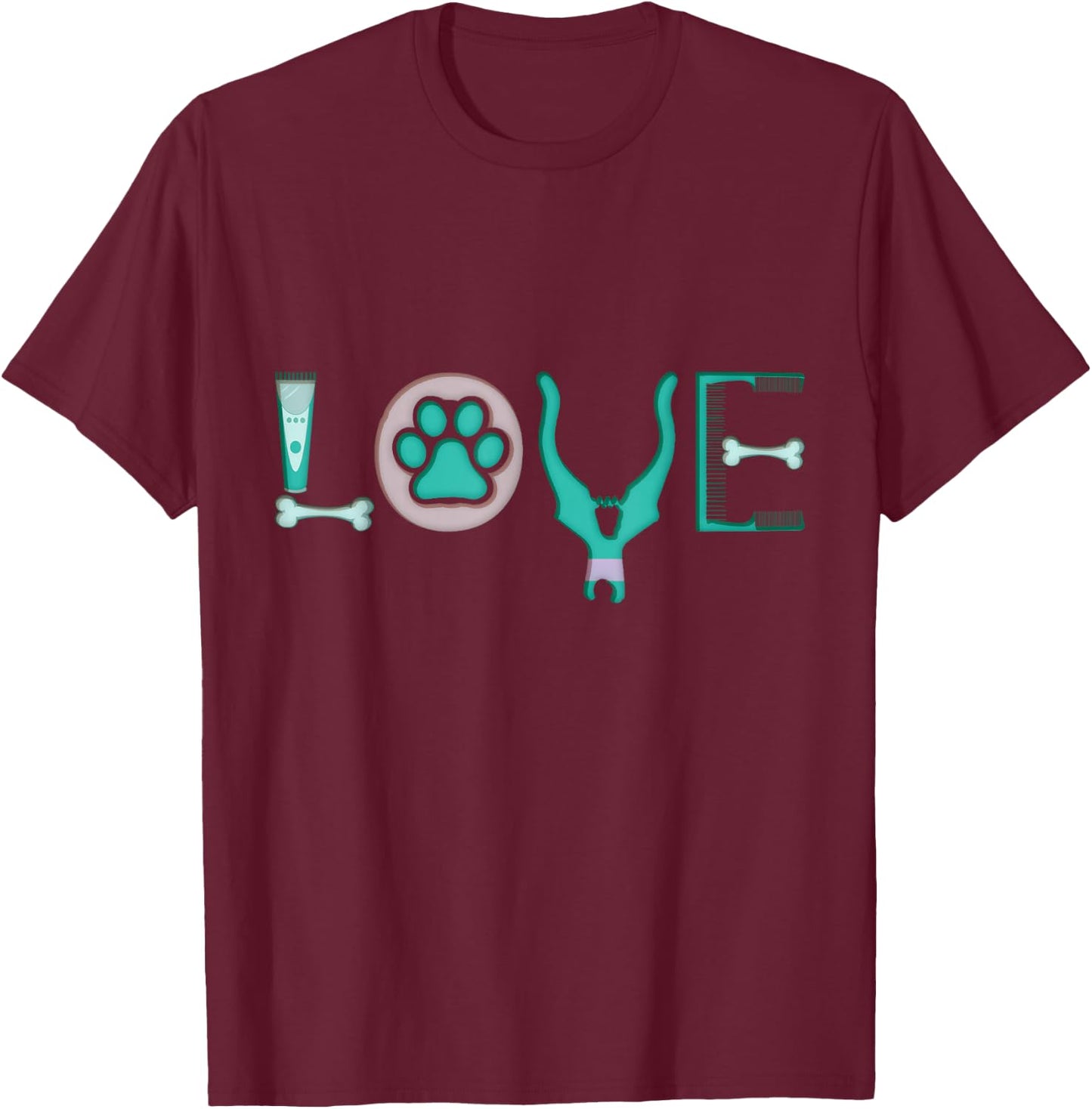 Funny Dog Grooming Design Dog Groomer Outfit Pet Care Gifts T-Shirt - T-Shirt | Maroon