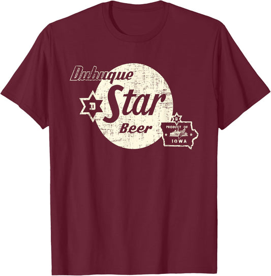 Vintage Advertising Art Dubuque Iowa Restaurant Bar , Men's -Adults Black 3X-Large Short Sleeve Classic Fit Cotton T-Shirt - T-Shirt | Maroon