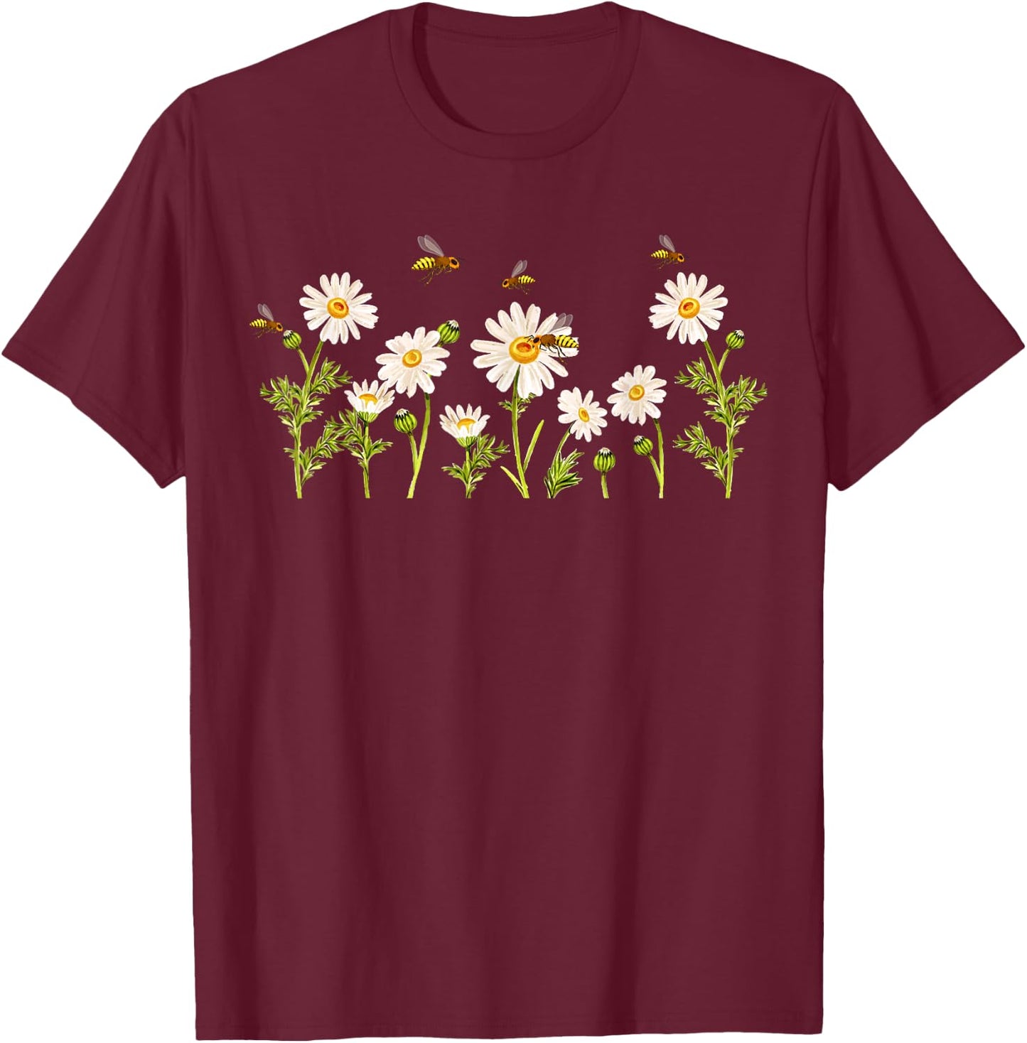 Marguerites Daisy Summer Daisies Flower Garden Gardeners T-Shirt - T-Shirt | Maroon