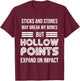 Funny Gun T | Sticks and Stones | Hollow Tips T-Shirt - T-Shirt | Maroon