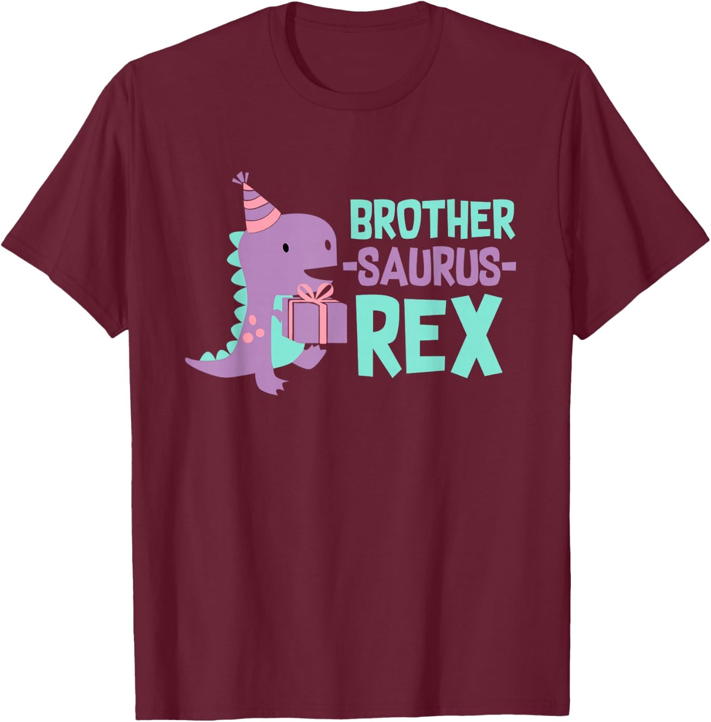 Brother Dinosaur Family Matching Dino Birthday Girls Party T-Shirt - T-Shirt | Maroon