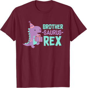 Brother Dinosaur Family Matching Dino Birthday Girls Party T-Shirt - T-Shirt | Maroon