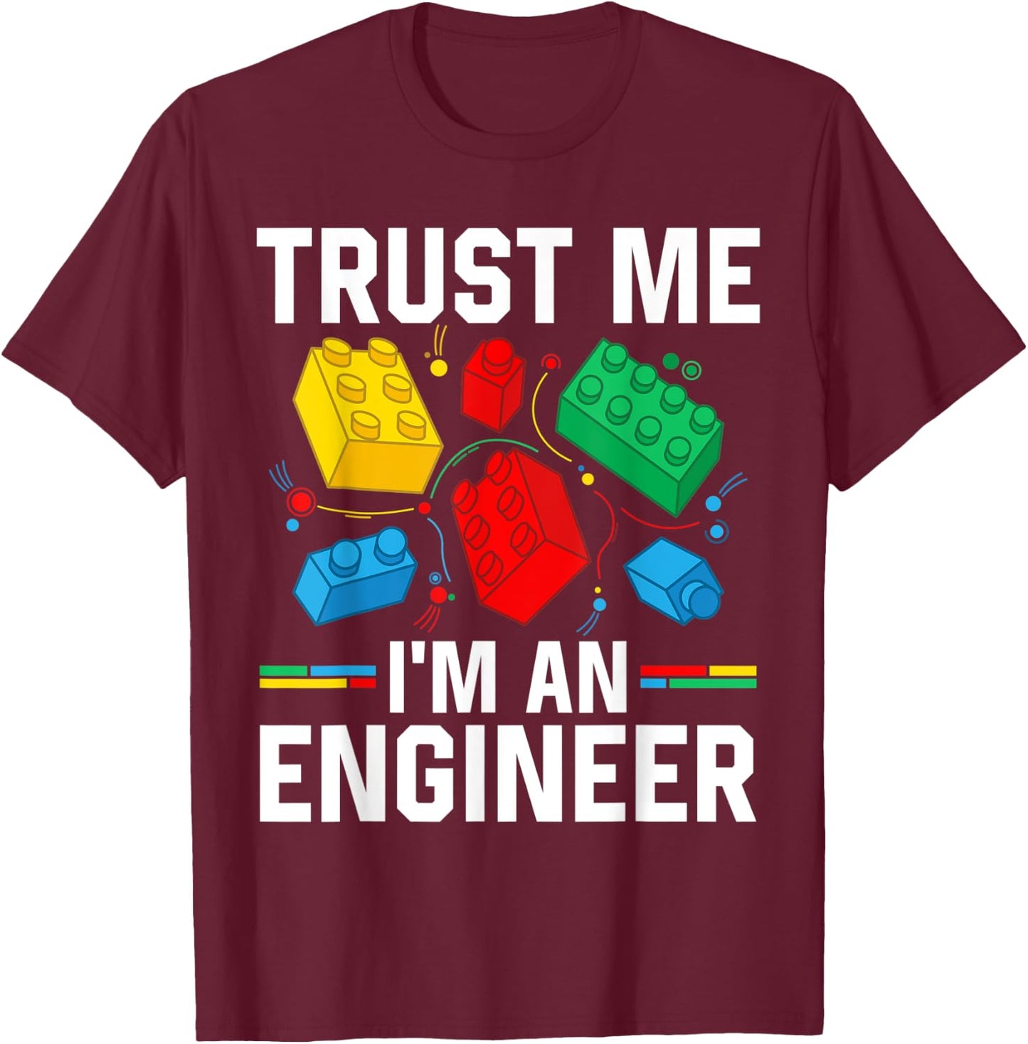 Engineer Children Kids Toy Big Building Blocks Brick Builder T-Shirt - T-Shirt | Maroon