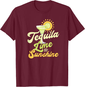 Cinco de Mayo Margarita Drinking TEQUILA LIME AND SUNSHINE Men Women T-Shirt - T-Shirt | Maroon