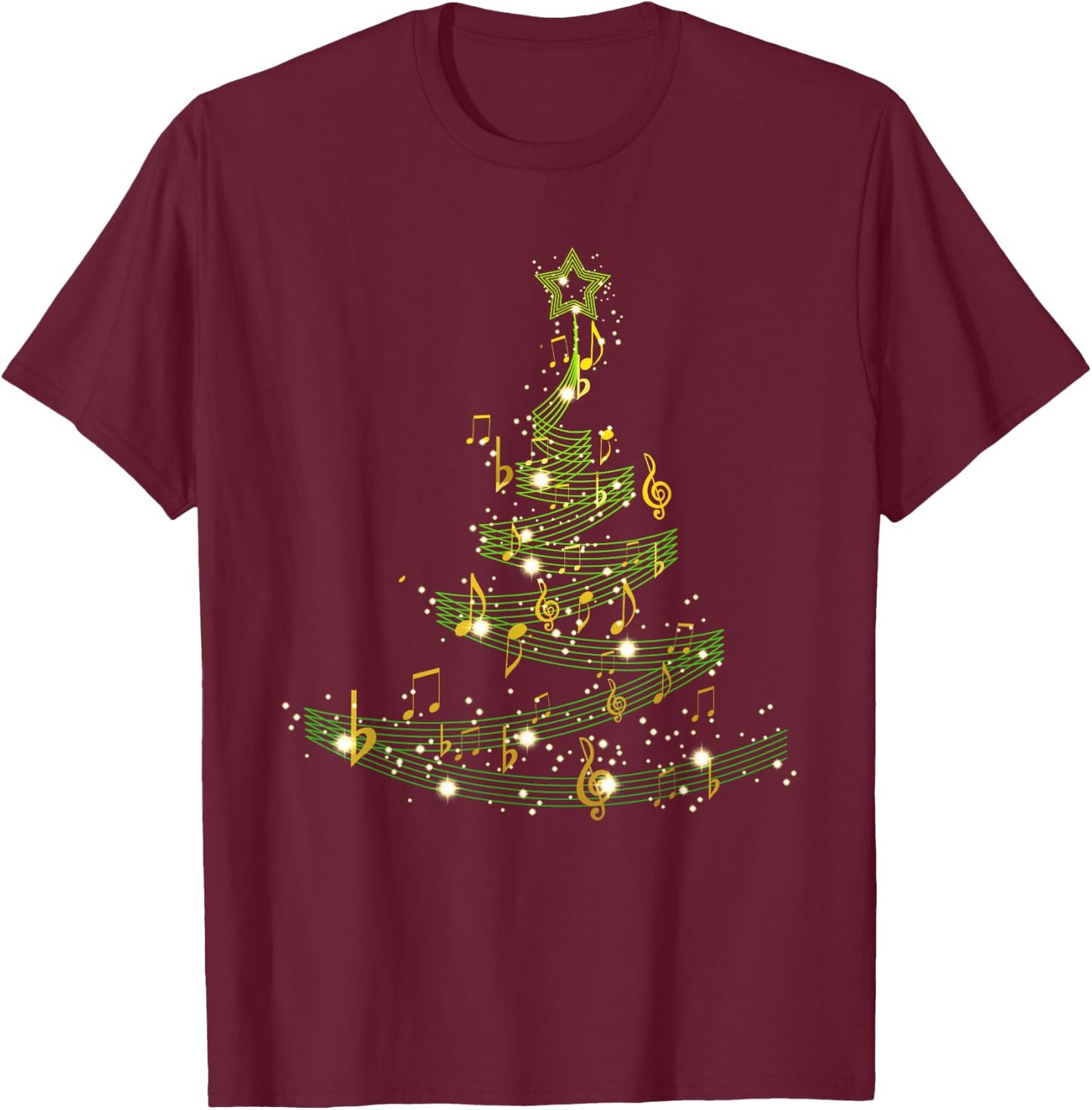 Christmas Tree Musical Notes Song Xmas Musician Pajama T-Shirt - T-Shirt | Maroon