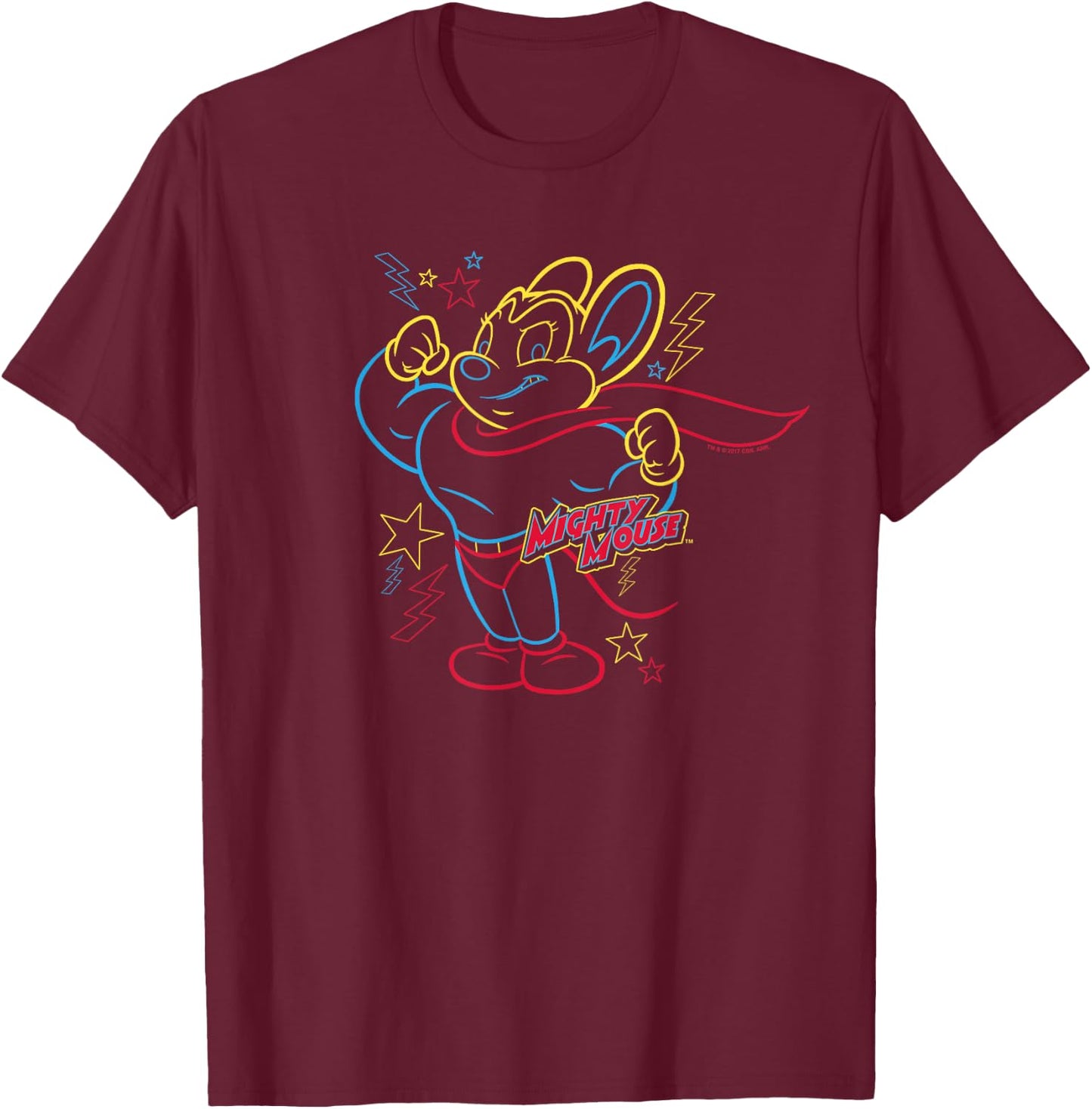 Mighty Mouse Neon Hero T-Shirt - T-Shirt | Maroon