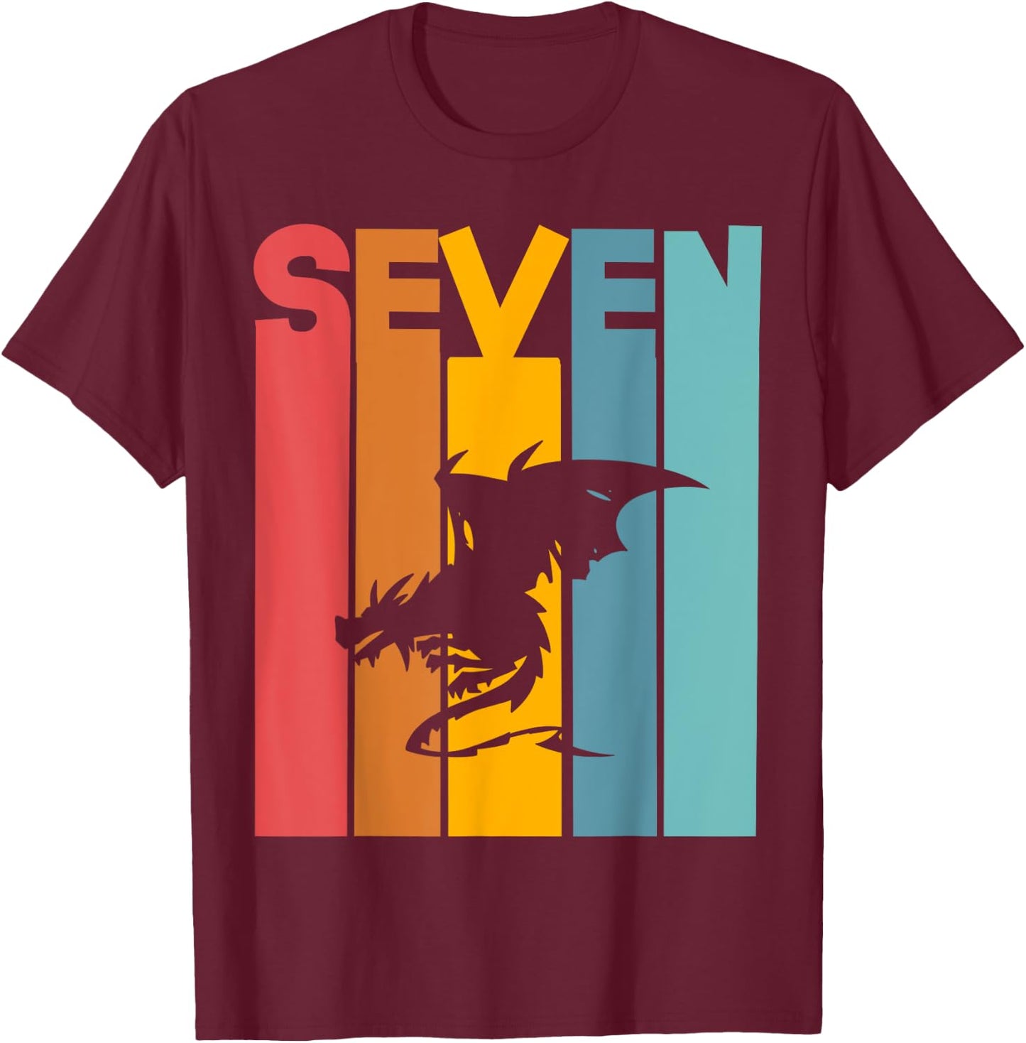 7th Birthday Dragon Children 7 Years Old T-Shirt - T-Shirt | Maroon