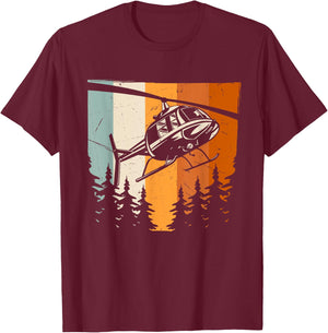 Helicopter Vintage T-Shirt - T-Shirt | Maroon