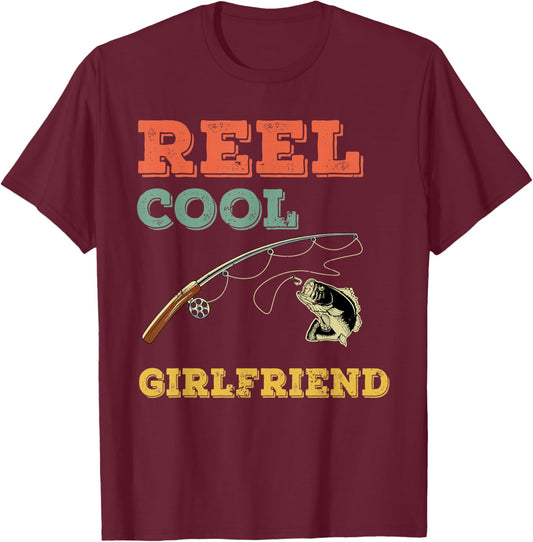 Reel Cool Fish Girlfriend Boyfriend Bass Fishing Fisherwoman T-Shirt - T-Shirt | Maroon
