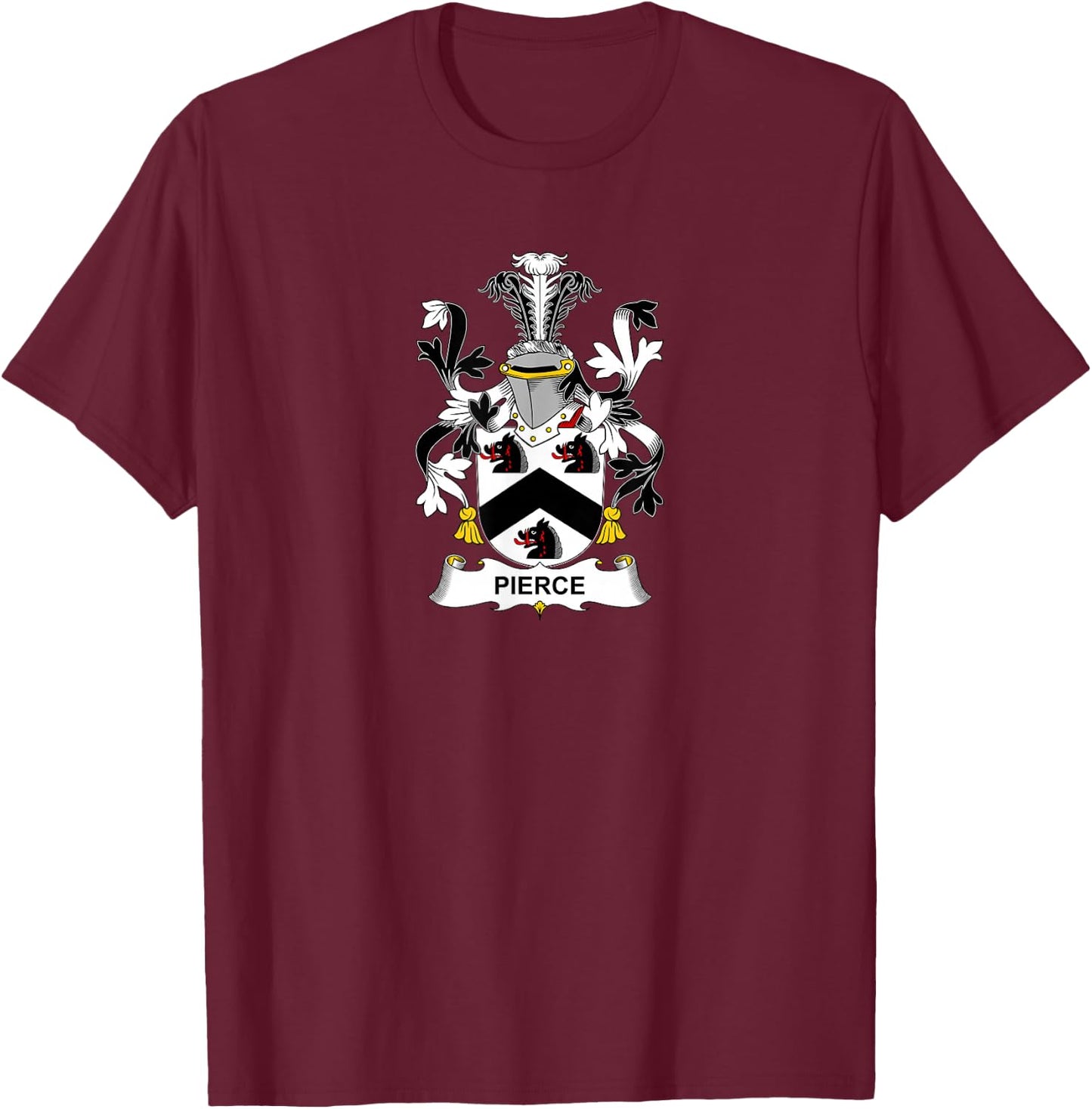 Pierce Coat of Arms - Family Crest T-Shirt - T-Shirt | Maroon