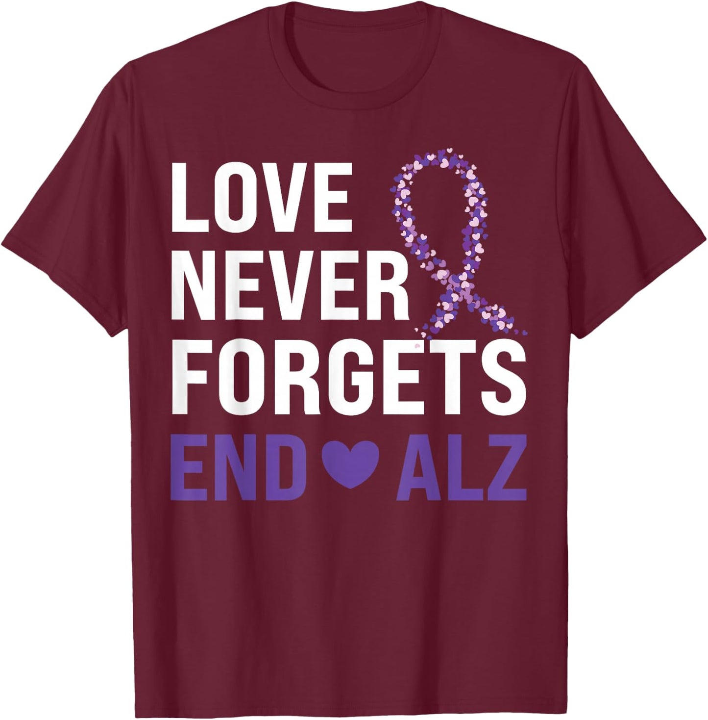 Alzheimer's Awareness Purple Ribbon Dementia Mom Dad Grandpa T-Shirt - T-Shirt | Maroon