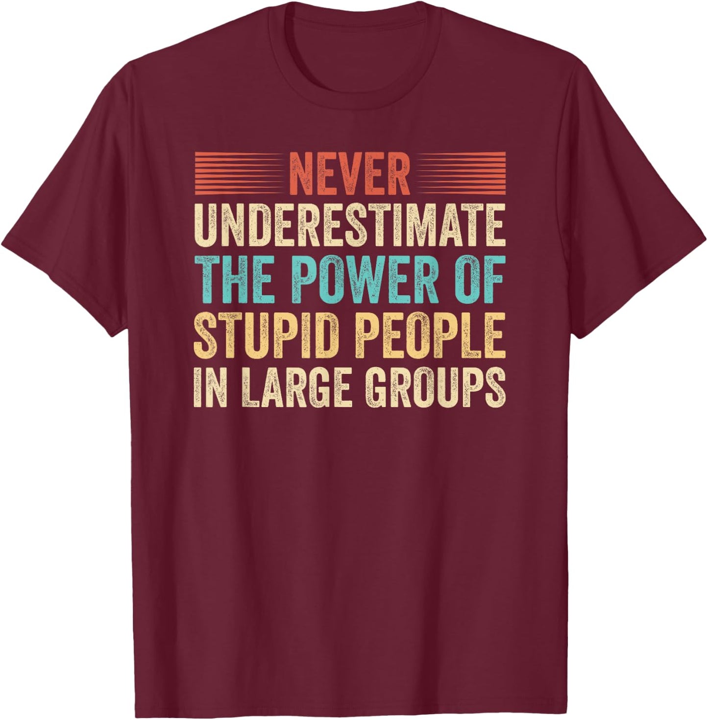 Never Underestimate The Power Of Stupid People Crowdfunding T-Shirt - T-Shirt | Maroon