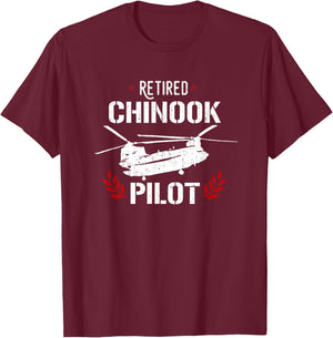 Chinook Pilot Helicopter Retired Military Gift T-Shirt - T-Shirt | Maroon
