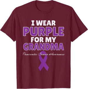 Pancreatic Cancer Awareness I Wear Purple For My Grandma T-Shirt - T-Shirt | Maroon