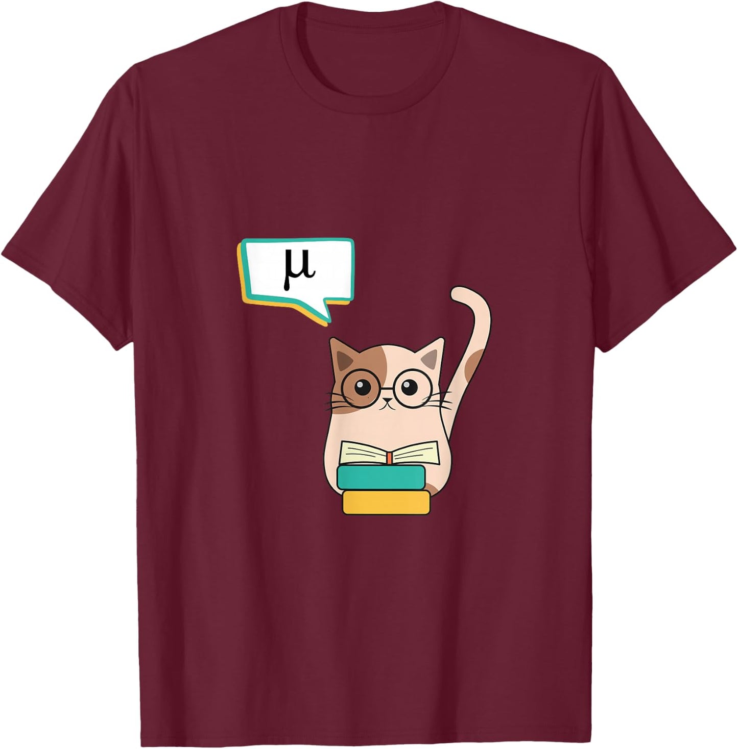 Funny Science Cat Designs: Quantum Kitty - -Adults' Black Cat - Small - Short Sleeve - Classic Fit T-Shirt - T-Shirt | Maroon