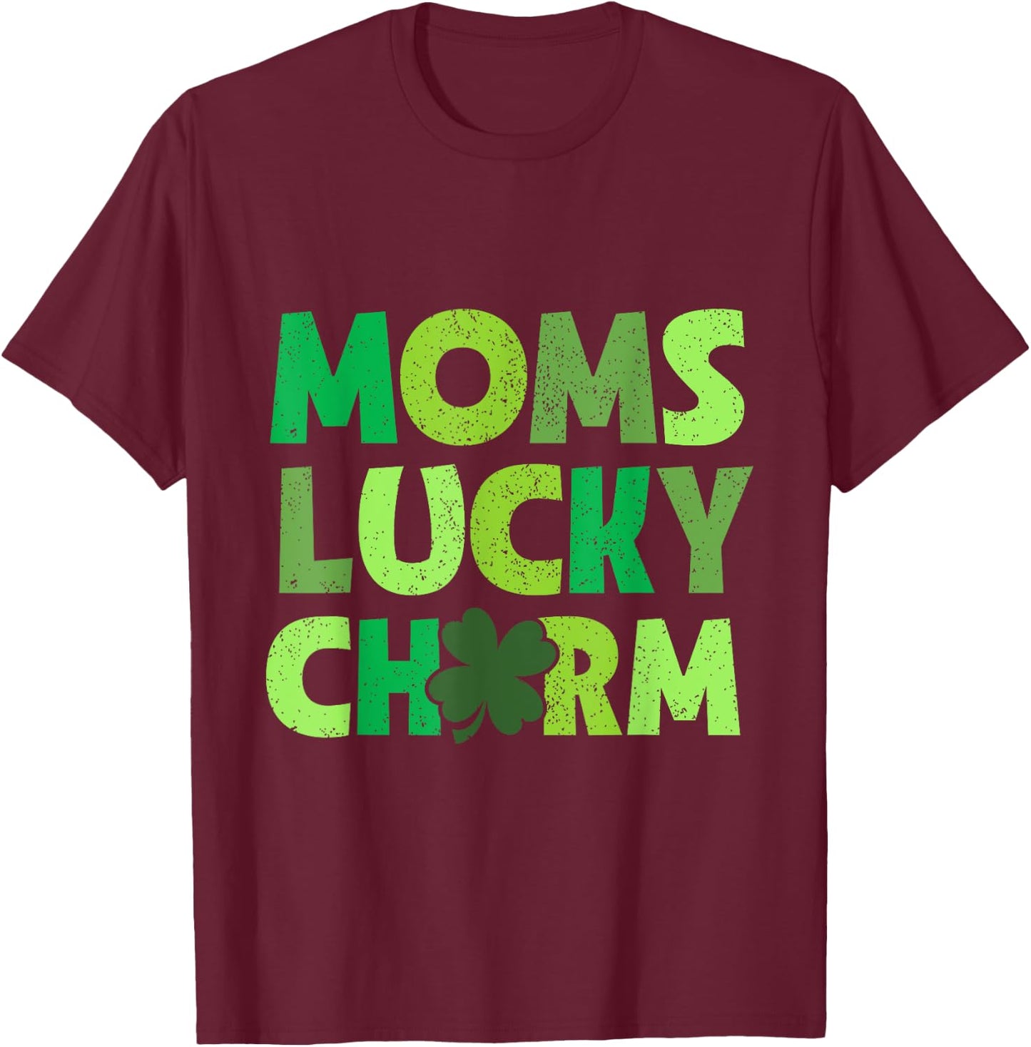 Moms Lucky Charm Irish Clovers Kids Boy Girl St Patricks T-Shirt - T-Shirt | Maroon