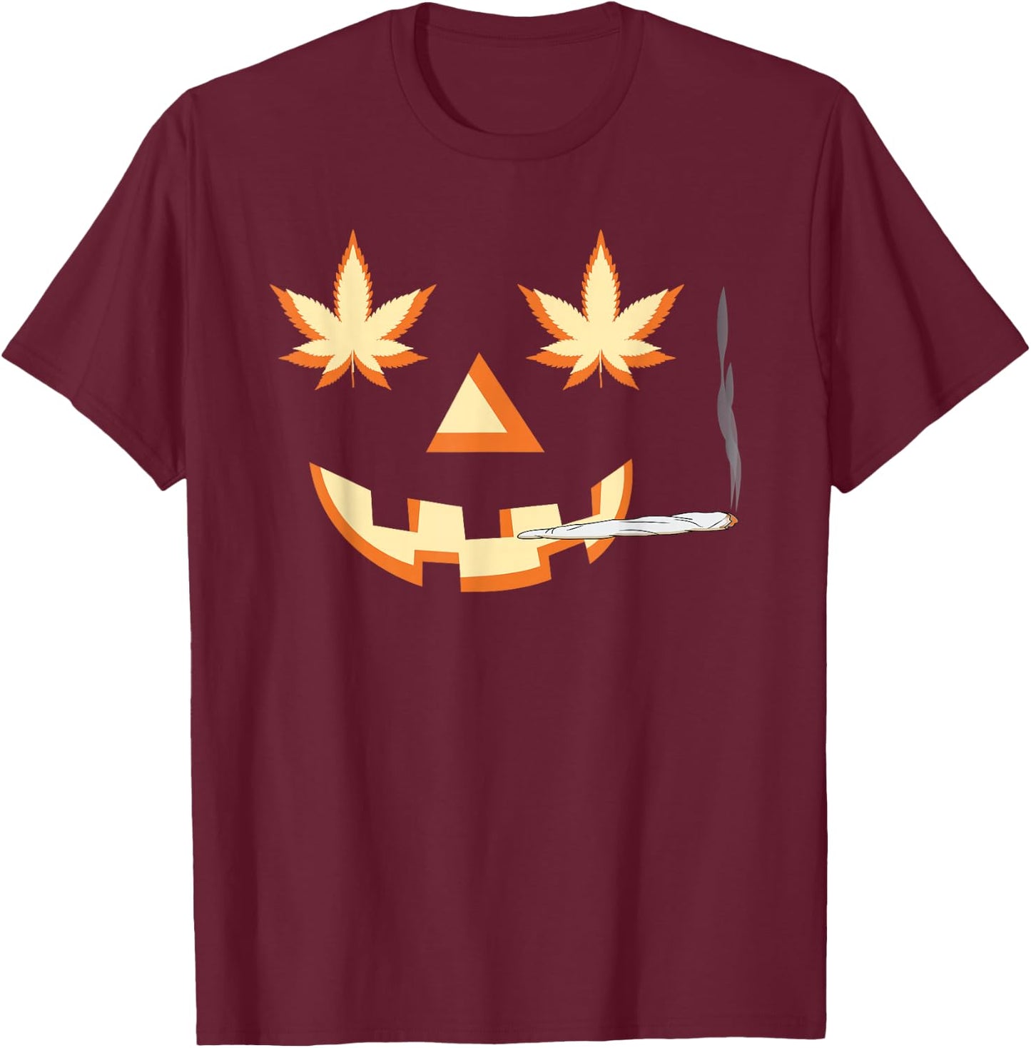 Halloween Smoking Weed Funny Marijuana Gift T-Shirt - T-Shirt | Maroon