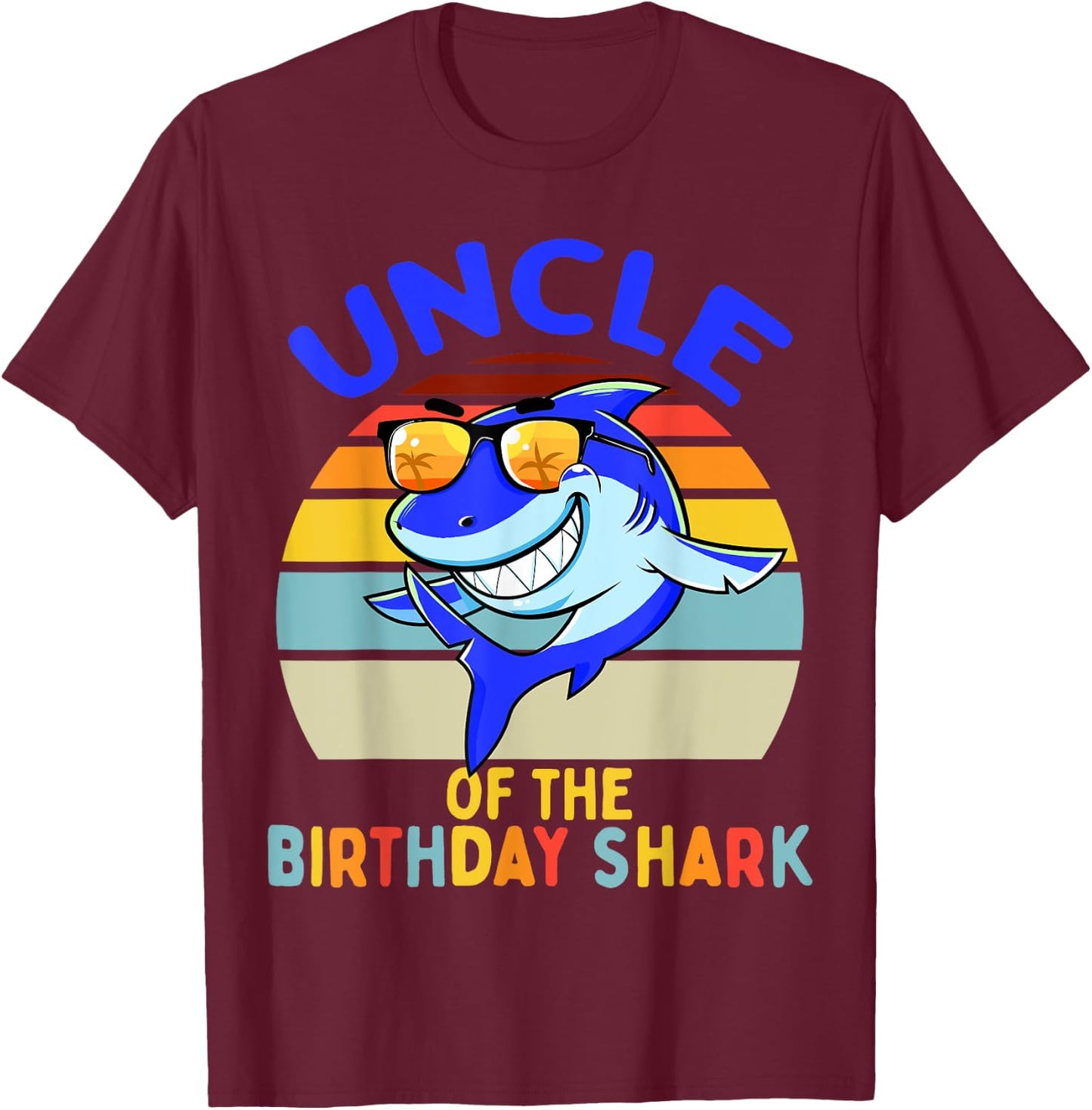 Uncle of the Shark Birthday Matching Family T-Shirt - T-Shirt | Maroon