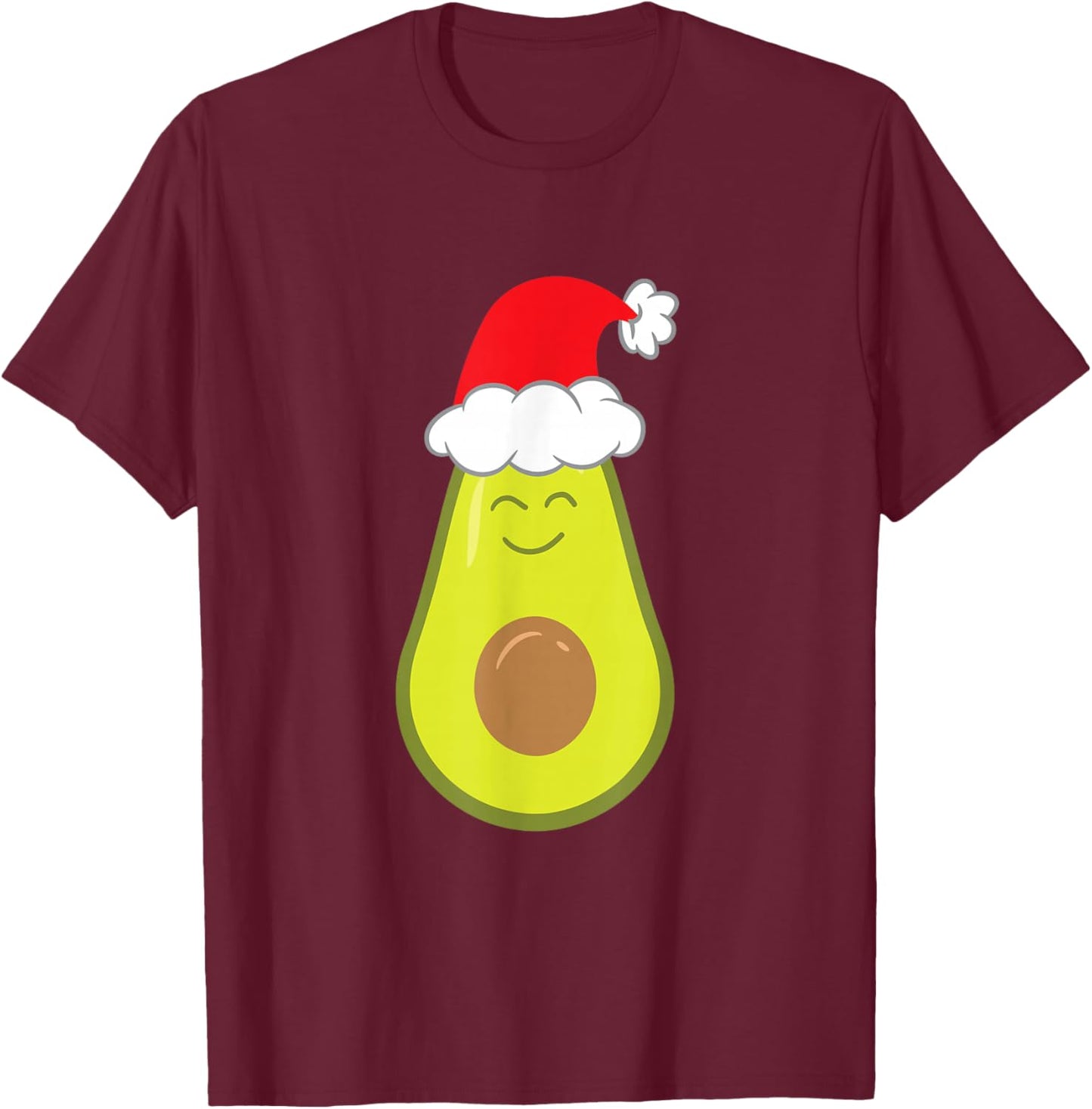 Funny Avocado Christmas Avocado Santa Hat Christmas Avocado T-Shirt - T-Shirt | Maroon