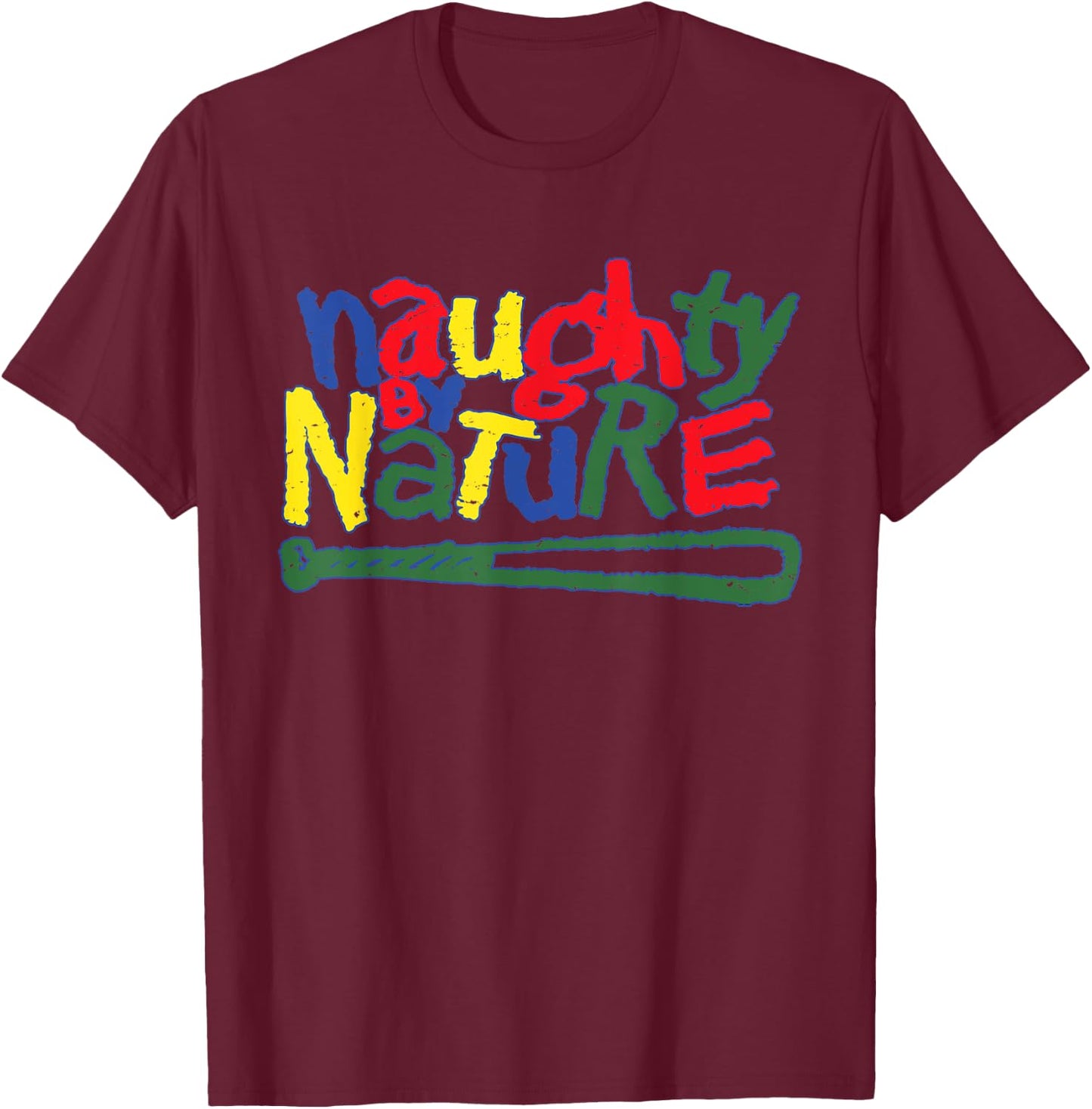 Naughty By Nature – Multi Color Logo T-Shirt - T-Shirt | Maroon
