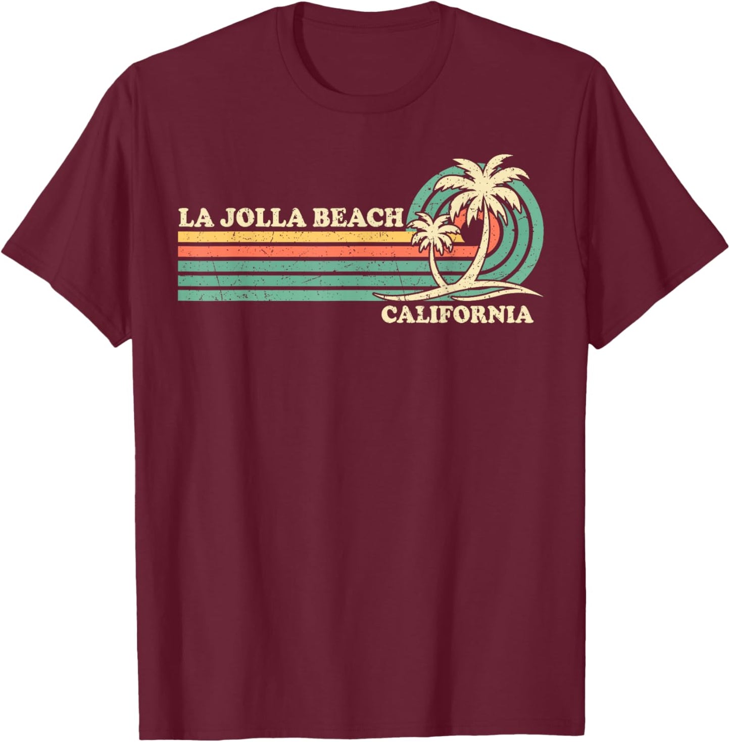 Vintage Retro Summer Vacation California La Jolla Beach T-Shirt - T-Shirt | Maroon