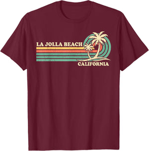 Vintage Retro Summer Vacation California La Jolla Beach T-Shirt - T-Shirt | Maroon
