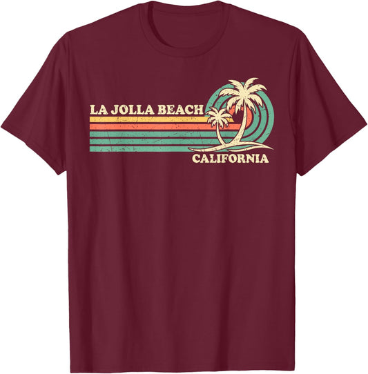 Vintage Retro Summer Vacation California La Jolla Beach T-Shirt - T-Shirt | Maroon