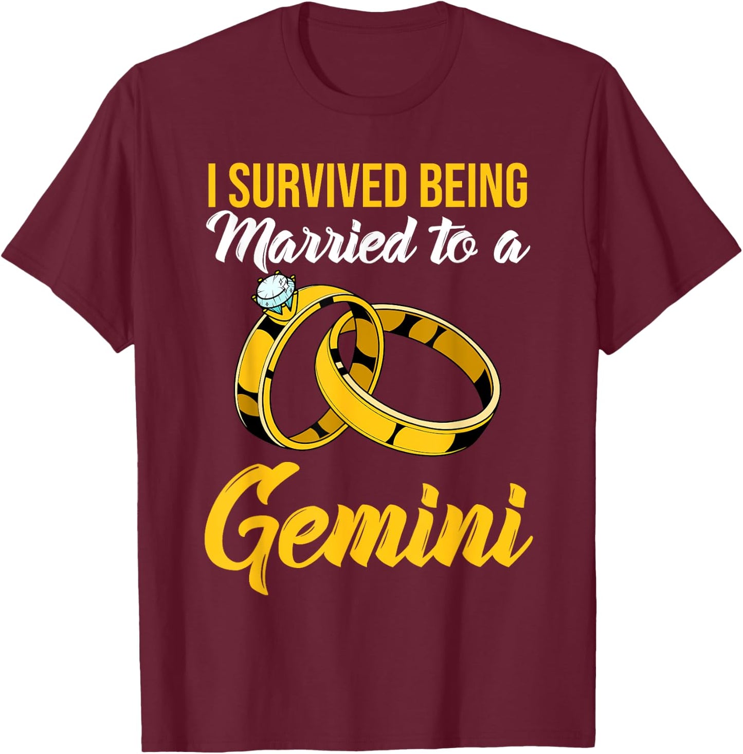 I Survived Being Married To Gemini Twins Constellation T-Shirt - T-Shirt | Maroon
