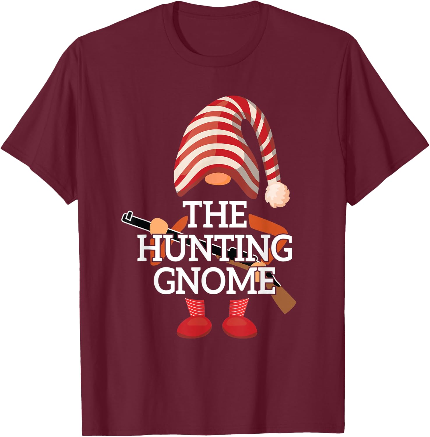 The Gnome Hunting Matching Family Christmas Deer Hunting T-Shirt - T-Shirt | Maroon