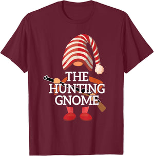 The Gnome Hunting Matching Family Christmas Deer Hunting T-Shirt - T-Shirt | Maroon