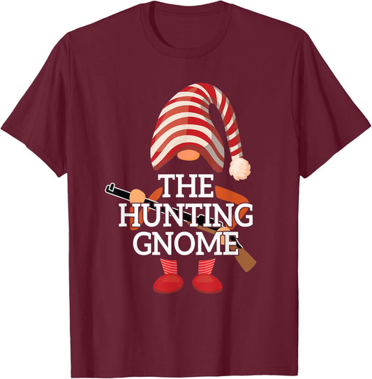 The Gnome Hunting Matching Family Christmas Deer Hunting T-Shirt - T-Shirt | Maroon