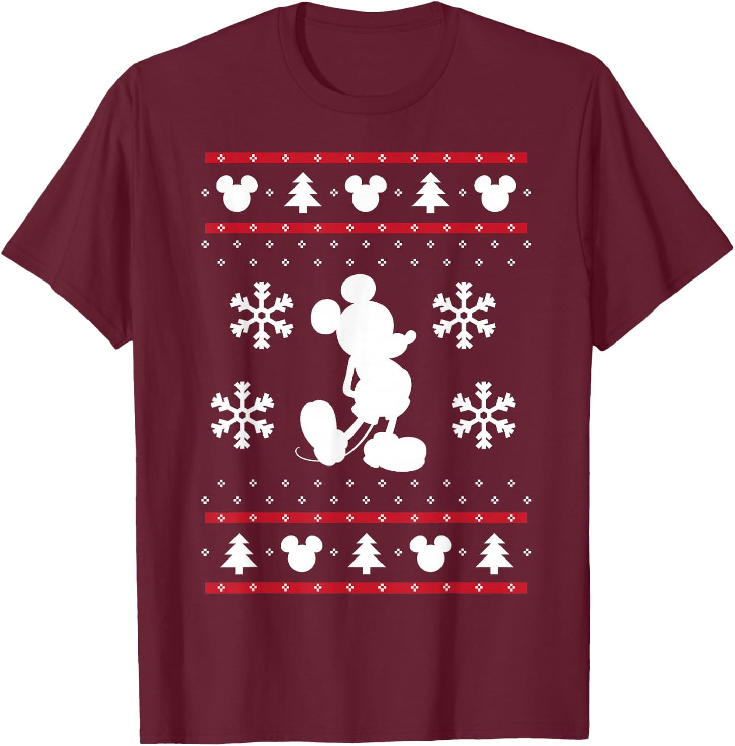Disney - White Mickey Mouse Holiday T-Shirt - T-Shirt | Maroon