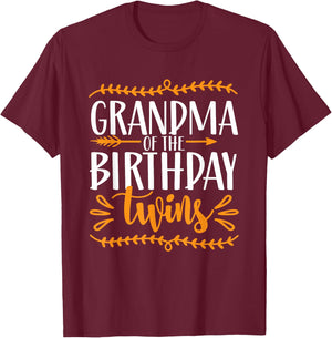 Grandma The Birthday Twins Twin Birthday Grandmother T-Shirt - T-Shirt | Maroon