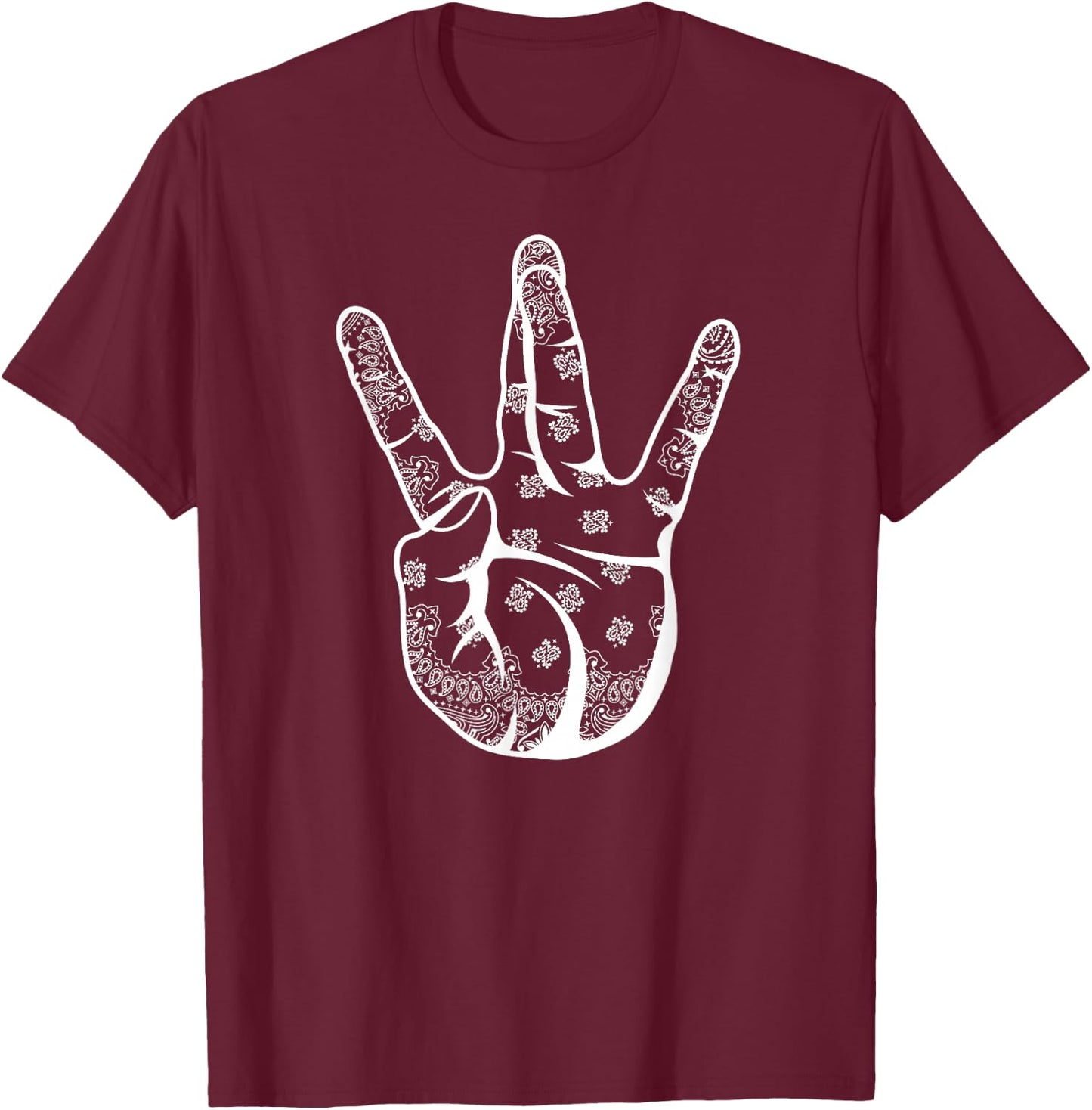 Westside Bandana Hand Shield Gangsta Rap T-Shirt - T-Shirt | Maroon
