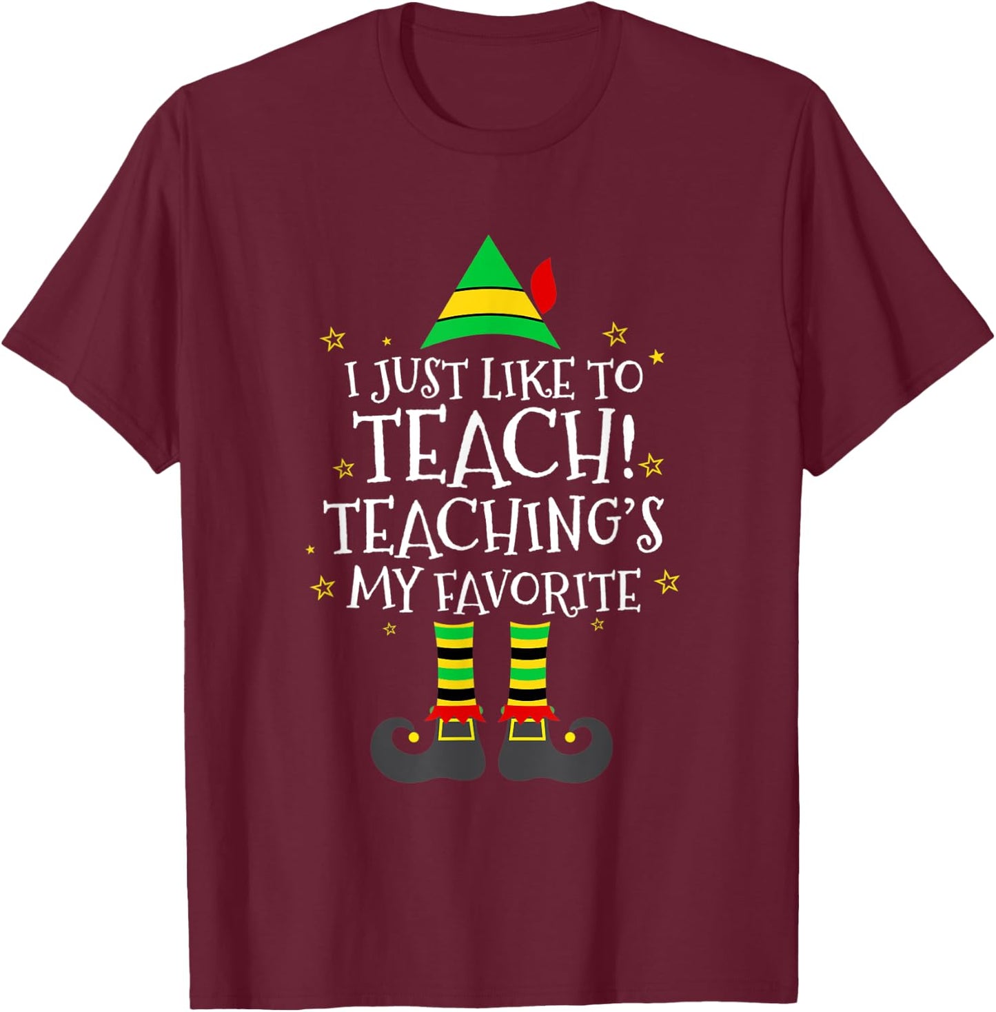 Funny Teacher Christmas Shirt Teaching is My Favorite Xmas Men Women Kids T-Shirt - T-Shirt | Maroon