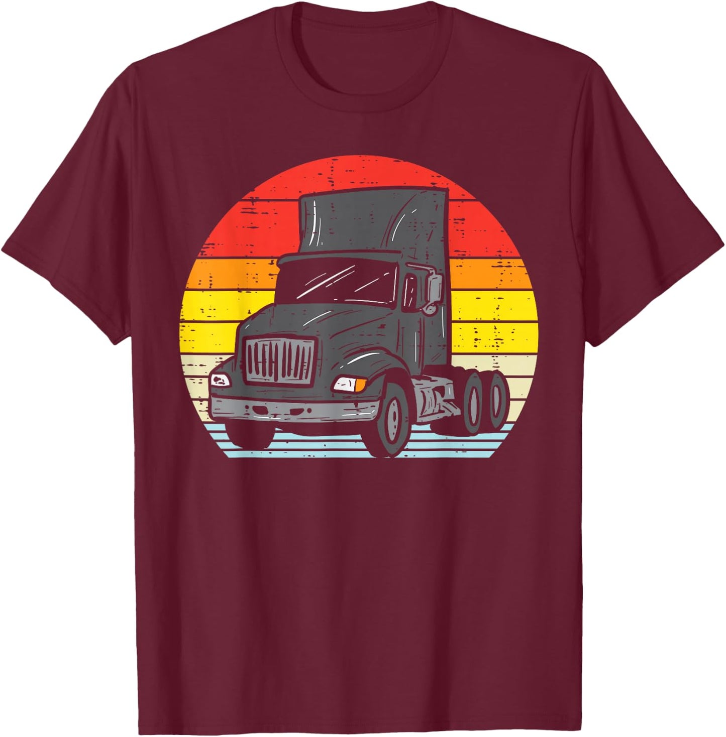 Truck Retro Truckin Big Rig Semi Trailer Driver Trucker Gift T-Shirt - T-Shirt | Maroon