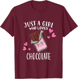 Just A Girl Who Loves Chocolate Lovers T-Shirt - T-Shirt | Maroon