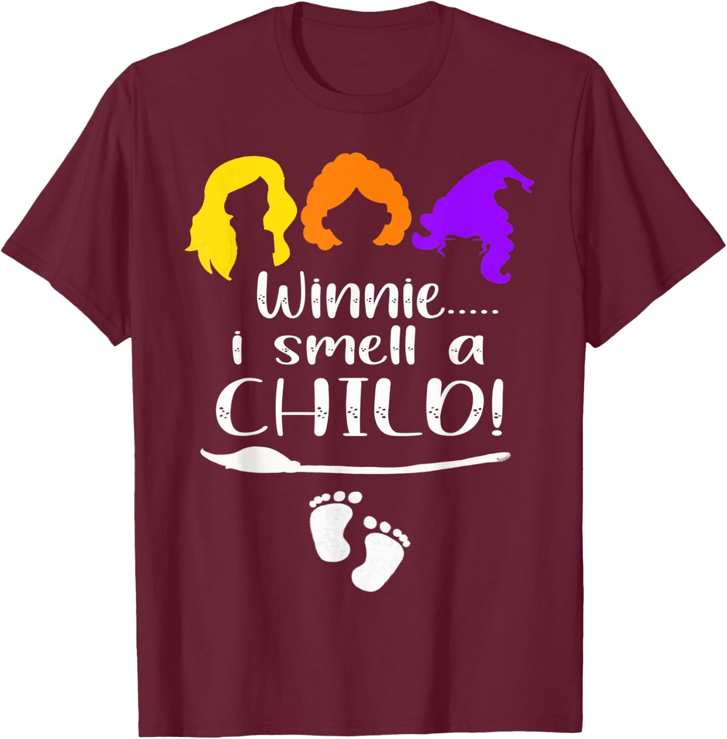 Winnie I smell A Child Halloween Pregnancy Announcement Mom T-Shirt - T-Shirt | Maroon