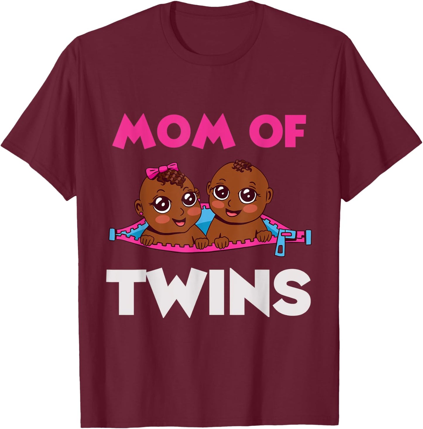 Twins Funny Mom Baby Pregnancy Matching Announcement T-Shirt - T-Shirt | Maroon