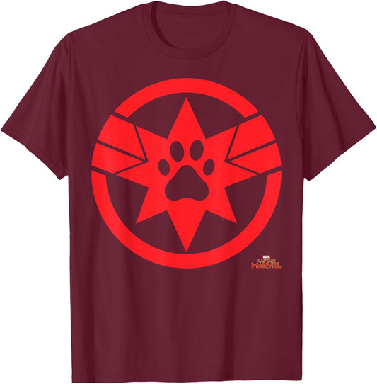 Captain Marvel Goose Cat Paw Symbol Graphic T-Shirt - T-Shirt | Maroon