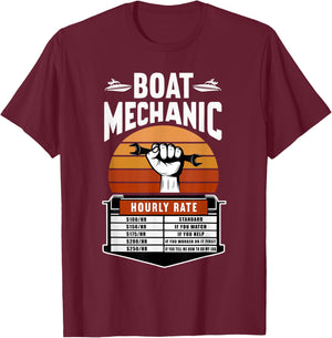 Boat Mechanic Hourly Rate Labour Rate Marine Technician T-Shirt - T-Shirt | Maroon