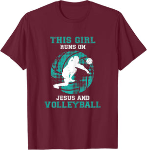 Cute Daughter Teen Girls Kids Her Jesus Christian Volleyball T-Shirt - T-Shirt | Maroon