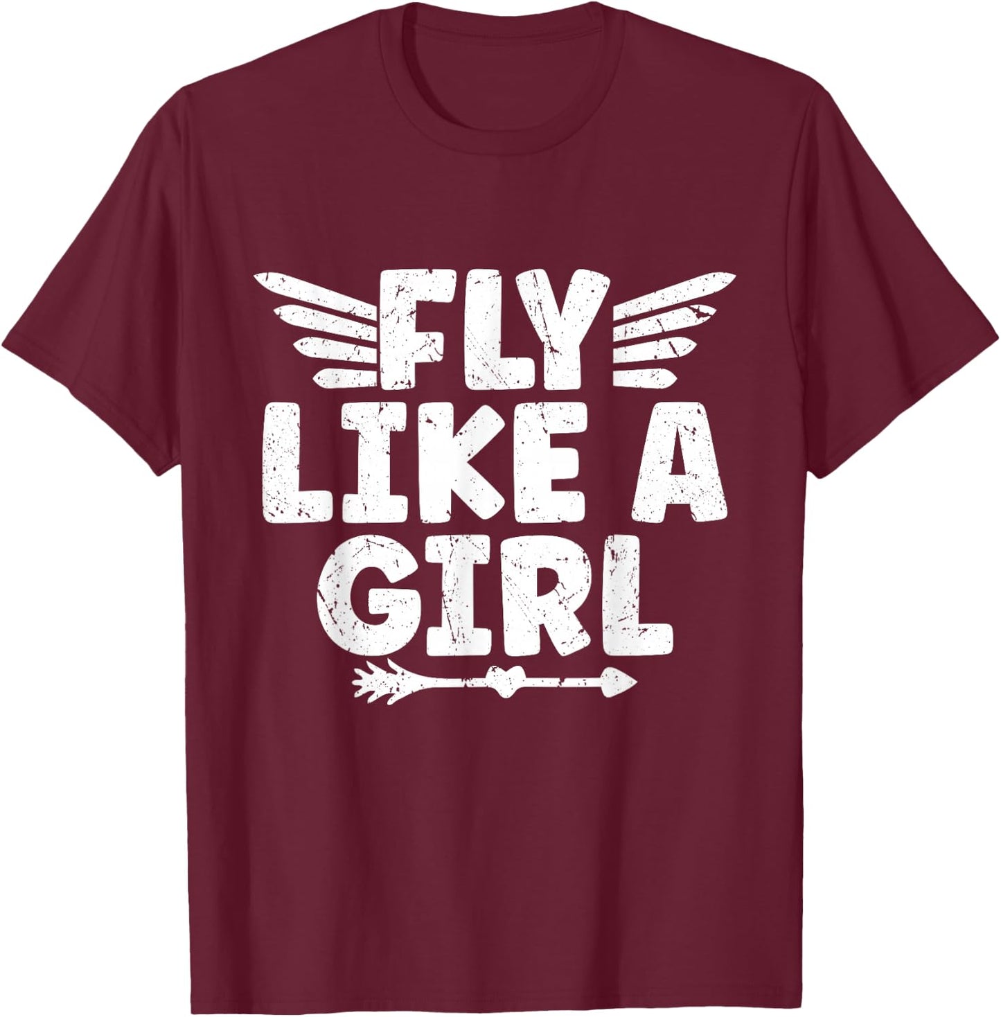 Fly Like A Girl Pilot Aircraft Airline T-Shirt - T-Shirt | Maroon