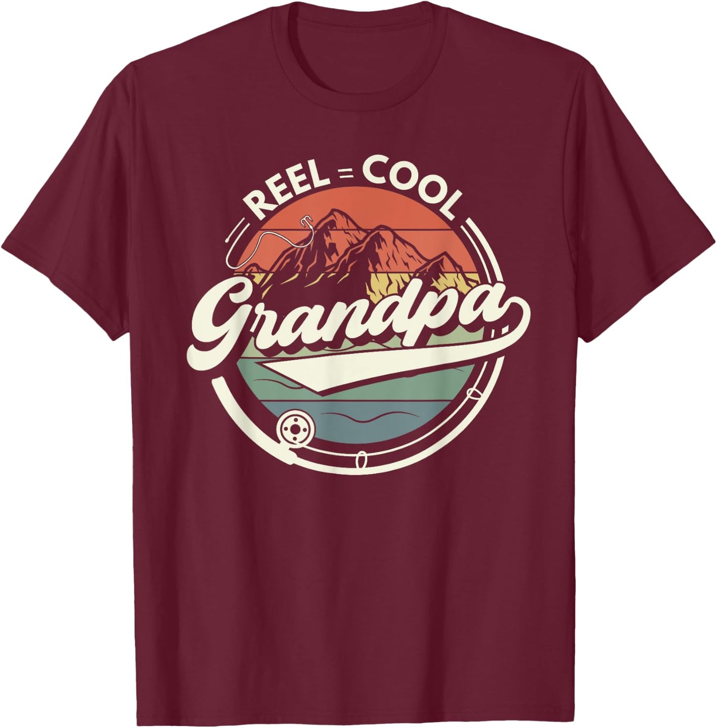 Reel Cool Grandpa Fishing T-Shirt - T-Shirt | Maroon
