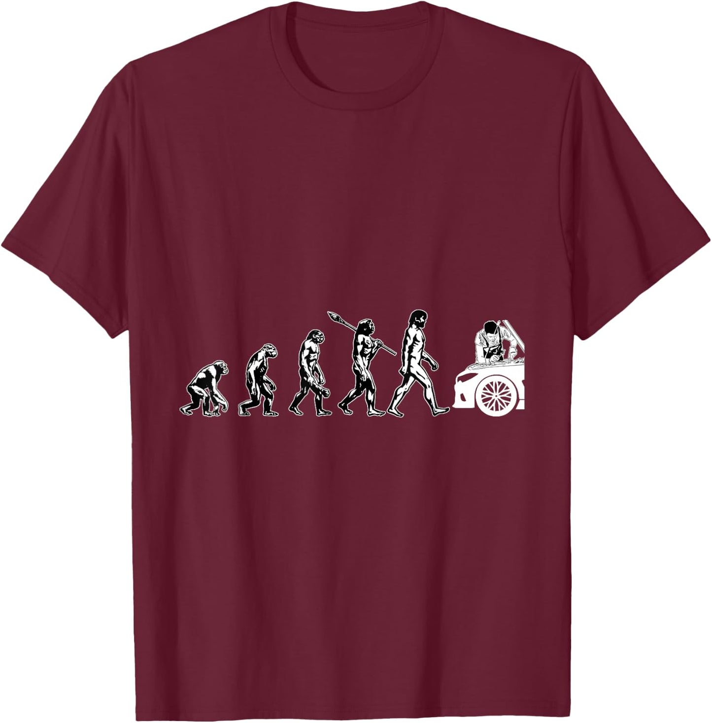 Funny car mechanic evolution car mechatronic T-Shirt - T-Shirt | Maroon