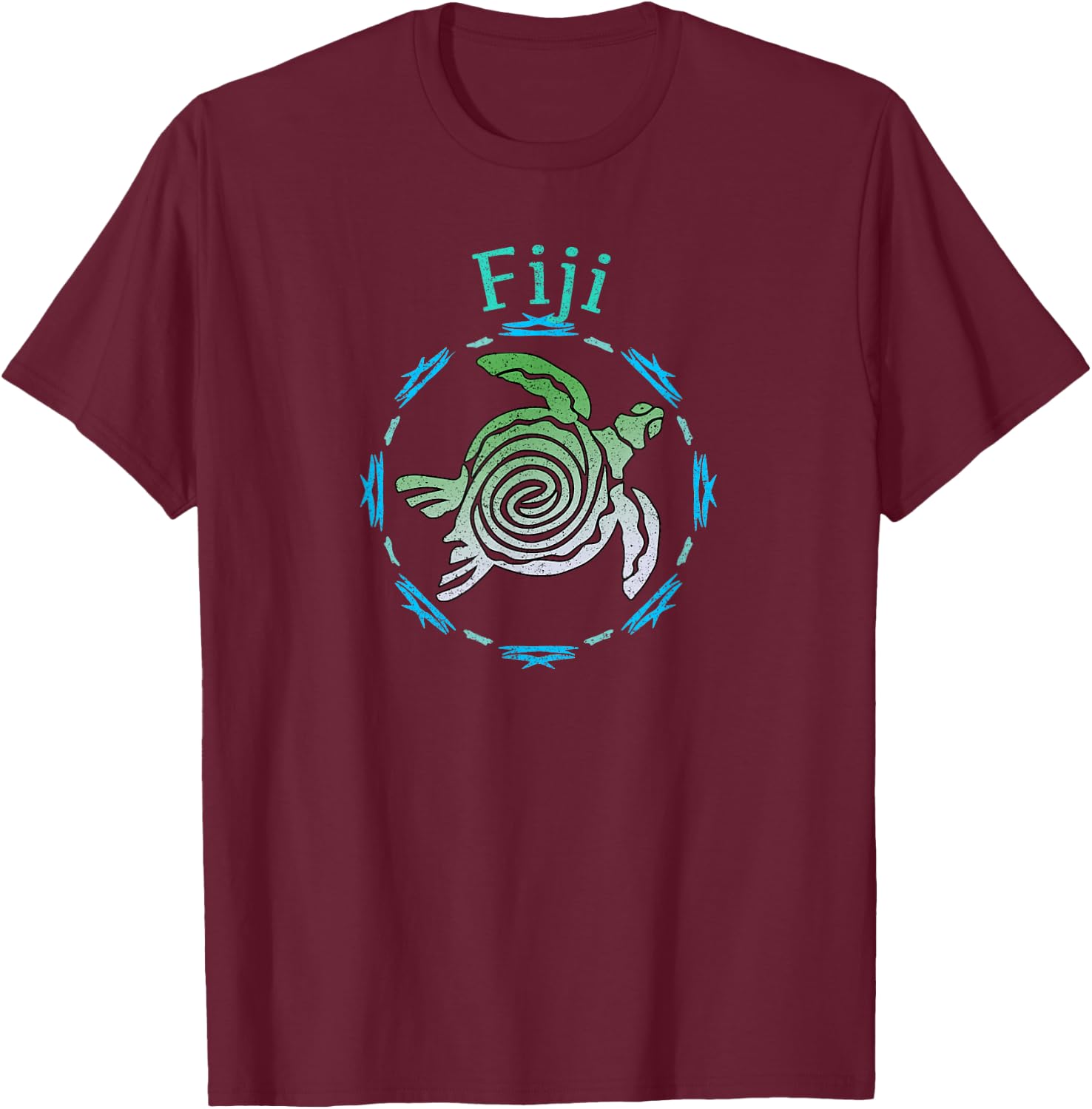 Fiji Vintage Tribal Turtle Gift T-Shirt - T-Shirt | Maroon